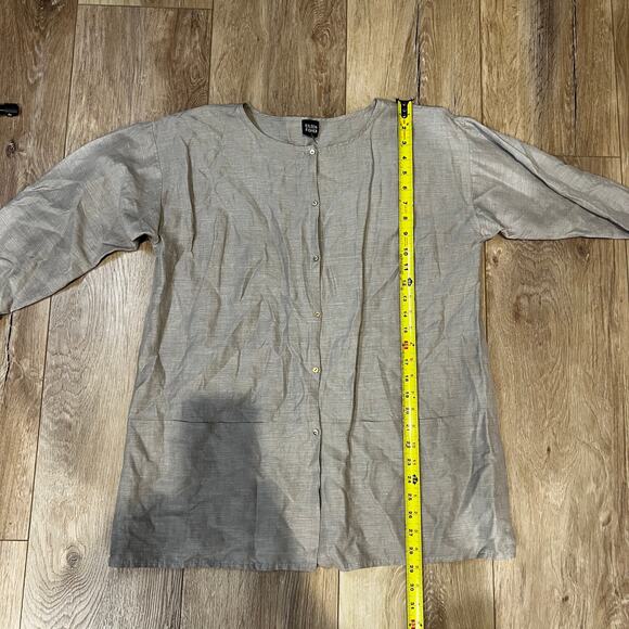 EILEEN FISHER Women's Silk Blend Button Shirt In Gray - Picture 3 of 6